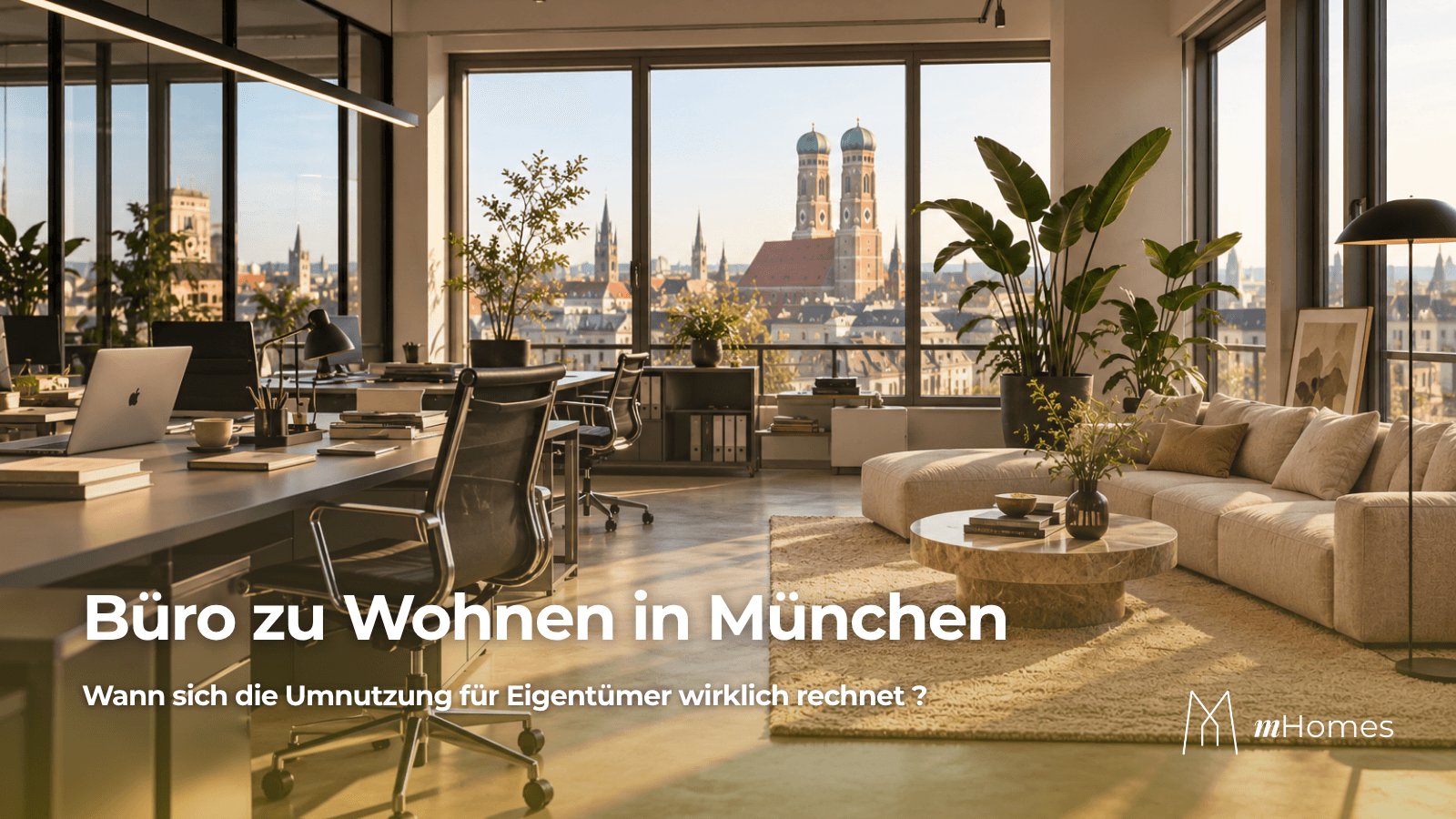 Leerstehendes Bürogebäude in München als Kandidat für die Umnutzung zu Wohnen